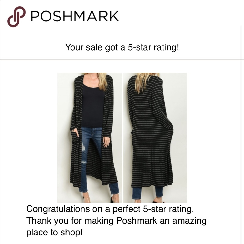 Last 1! CHARCOAL & BLACK STRIPE CARDIGAN - Picture 7 of 7